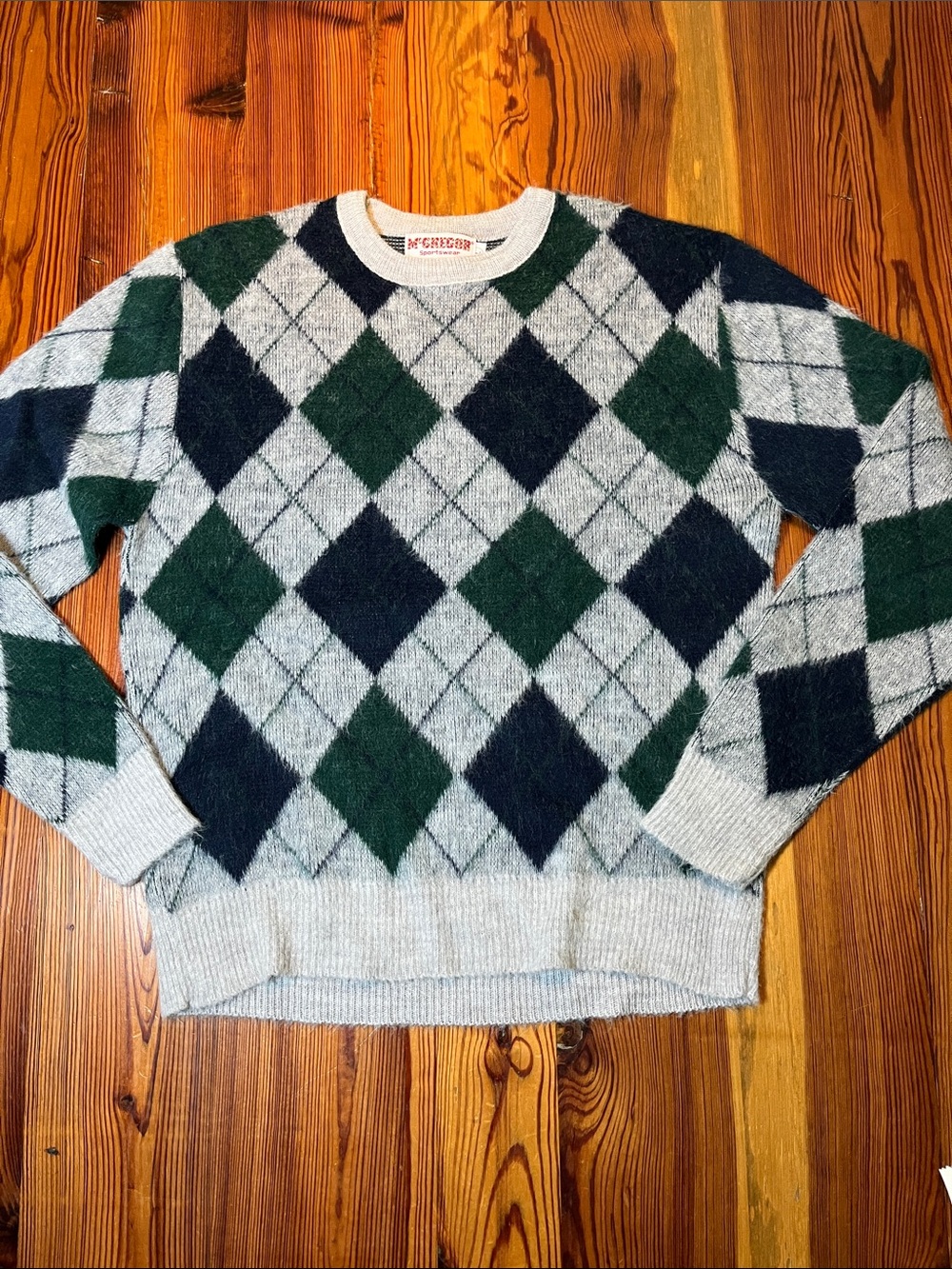 Vintage Men’s 70s McGregor Sportswear Argyle Sweater, Size Large